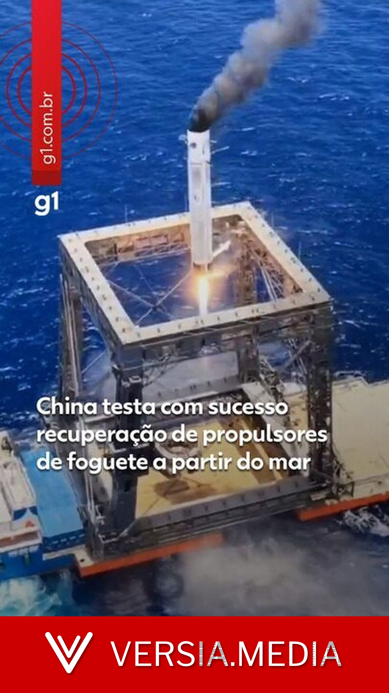 China testa com sucesso sistema de recuperação de propulsores de foguete a partir do mar