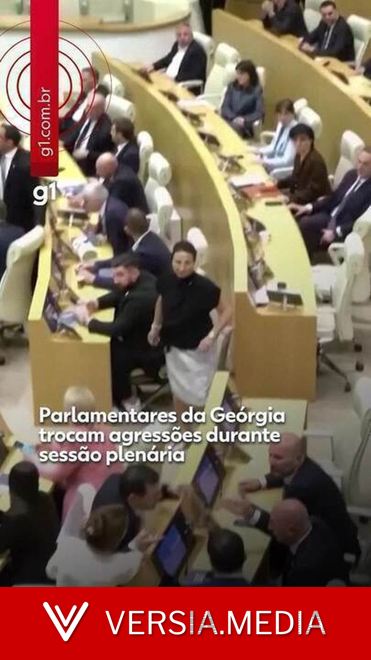 VÍDEO: Deputados trocam socos durante sessão no Parlamento da Geórgia